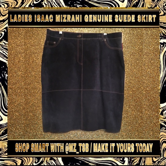 ⚫️🔵 LADIES ISAAC MIZRAHI GENUINE SUEDE SKIRT 🔵⚫️ - Picture 2 of 9